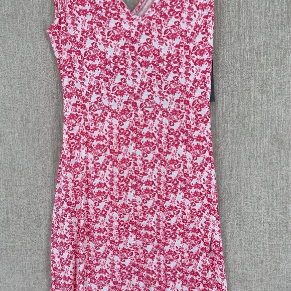 BCBG Paris Dress Womens XL Pink Floral Cutout Twist Back Sleeveless V-Neck NEW - Picture 6 of 12